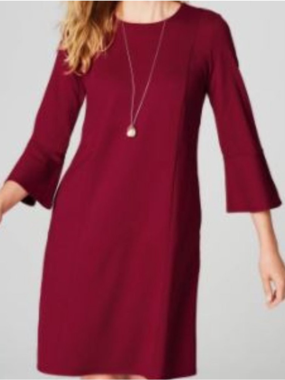 NEW J. Jill Ponte Signature Ponte Knit Bell Sleeve Dress True Red SP  NWT.   17